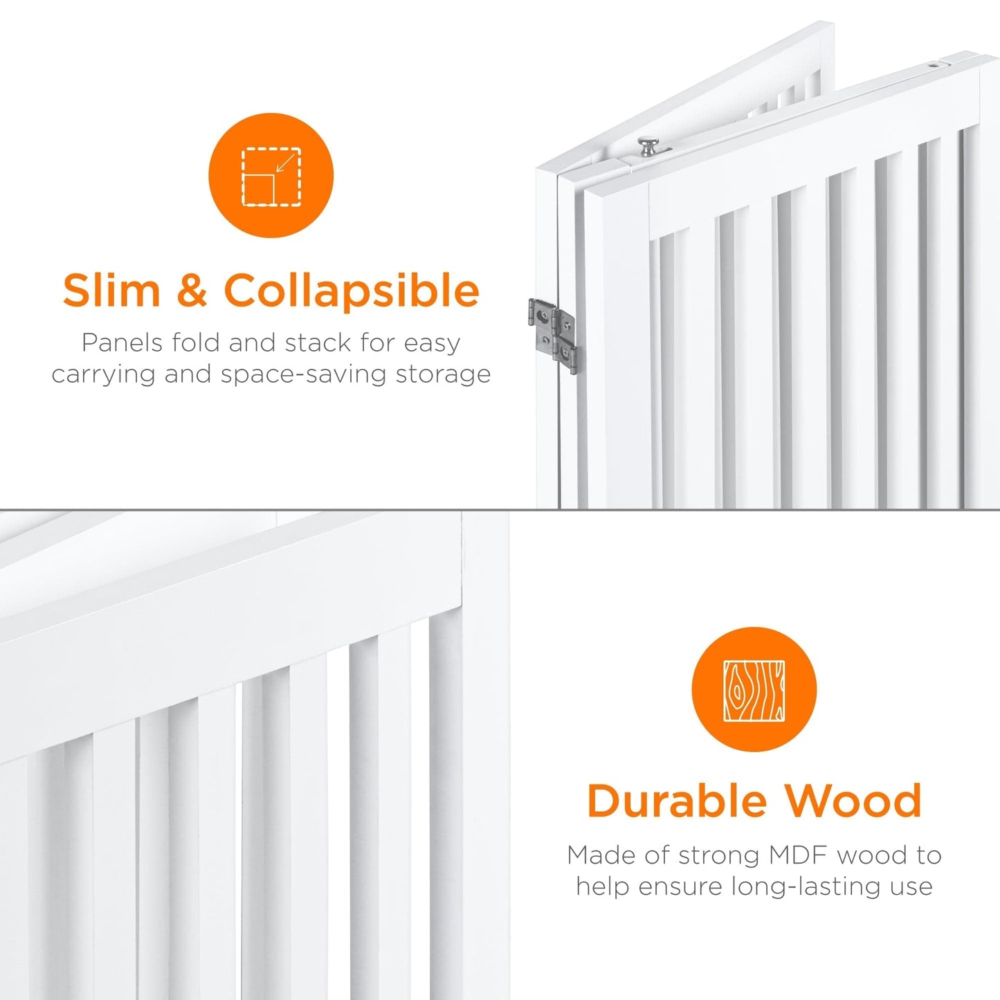 Expandable Wooden Pet Barrier with Lockable Door and Support Feet, 31.5in 3-Panel Design VIP