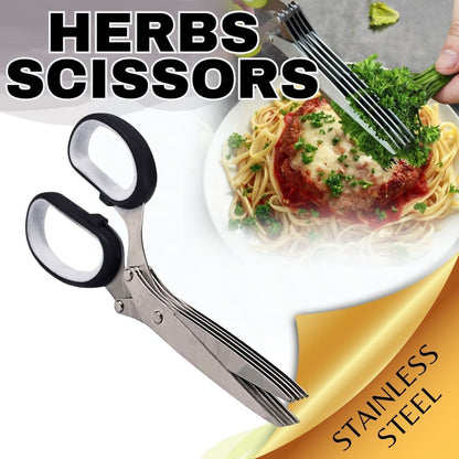 Herb Scissors With Multi Blades Stainless Steel Fast Cutting Shear Kitchen Tool VIP
