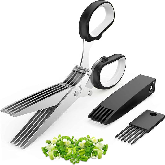 Herb Scissors With Multi Blades Stainless Steel Fast Cutting Shear Kitchen Tool VIP