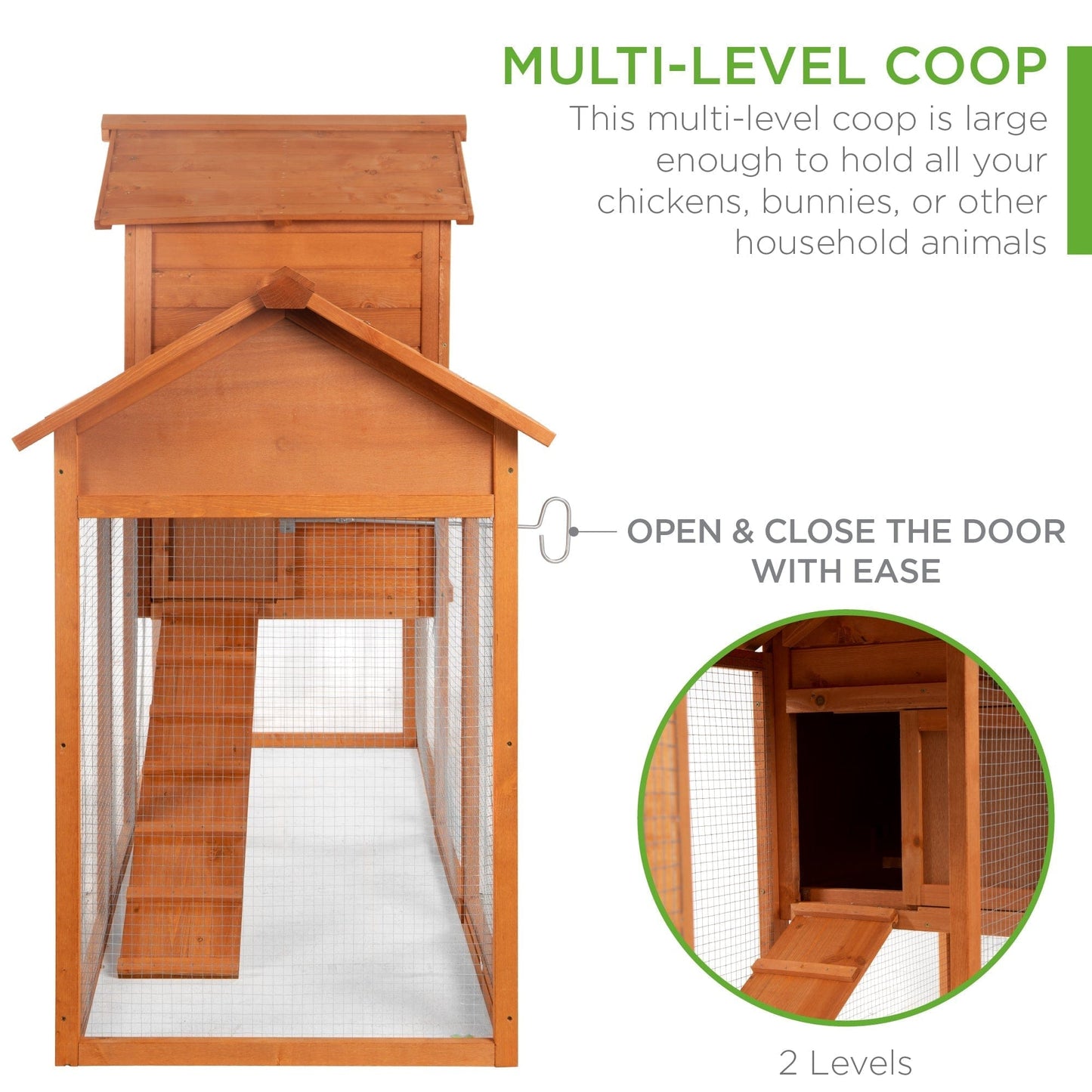 Multi-Level Wooden Chicken Coop - 80in VIP