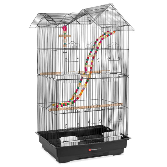 Indoor Outdoor Iron Birdcage w/ Removable Tray, 4 Feeders, 2 Toys - 36in VIP