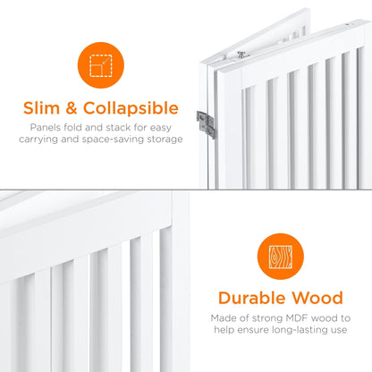 Expandable Wooden Pet Barrier with Lockable Door and Support Feet, 31.5in 3-Panel Design VIP