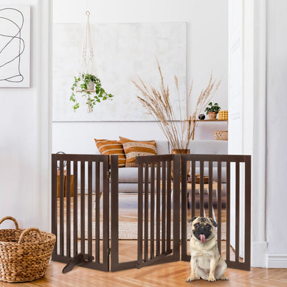 Expandable Wooden Pet Barrier with Lockable Door and Support Feet, 31.5in 3-Panel Design VIP