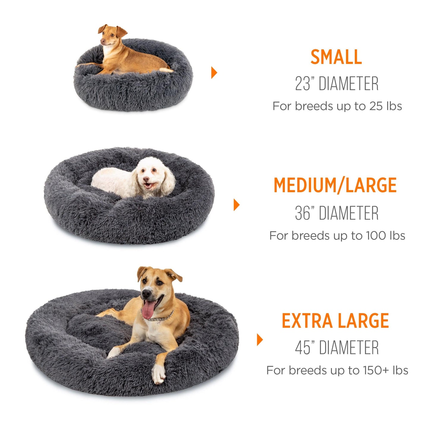 Self-Warming Shag Fur Calming Pet Bed w/ Water-Resistant Lining - Gray VIP