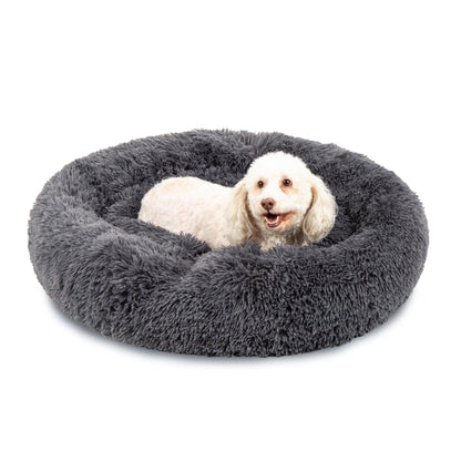 Self-Warming Shag Fur Calming Pet Bed w/ Water-Resistant Lining - Gray VIP