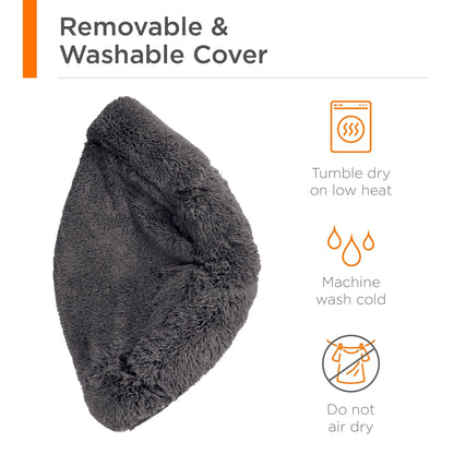 Self-Warming Shag Fur Calming Pet Bed w/ Water-Resistant Lining - Gray VIP