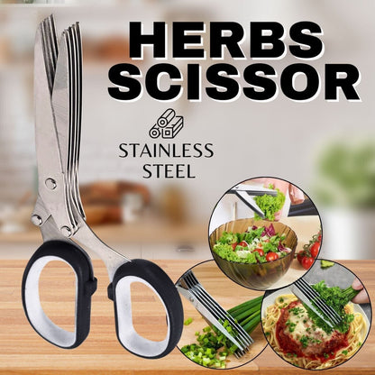 Herb Scissors With Multi Blades Stainless Steel Fast Cutting Shear Kitchen Tool VIP