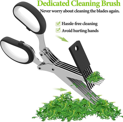 Herb Scissors With Multi Blades Stainless Steel Fast Cutting Shear Kitchen Tool VIP