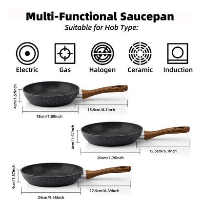 Frying Pan Set 3-Piece Nonstick Saucepan Woks Cookware Set VIP
