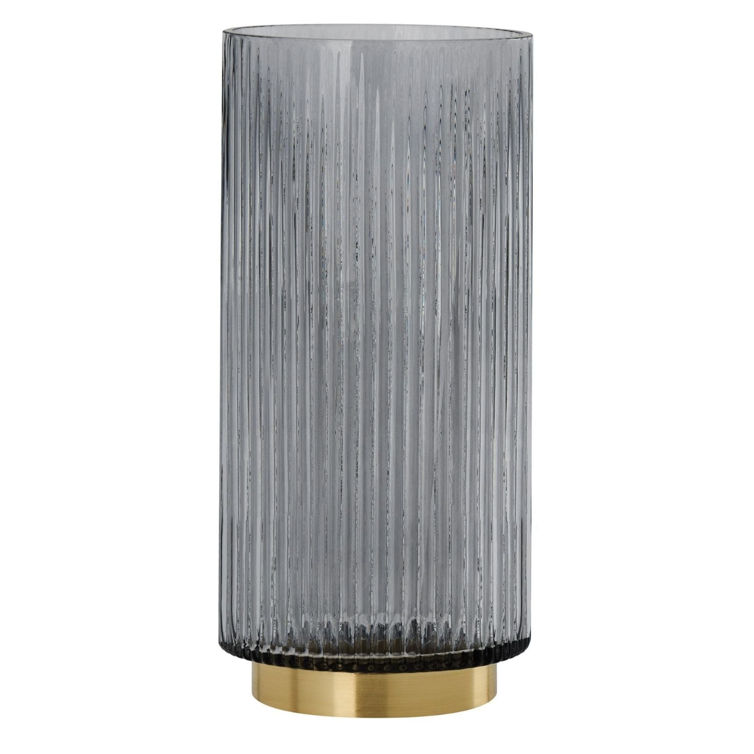 Smoke Ribbed Glass Vase - LndmarkClub USA